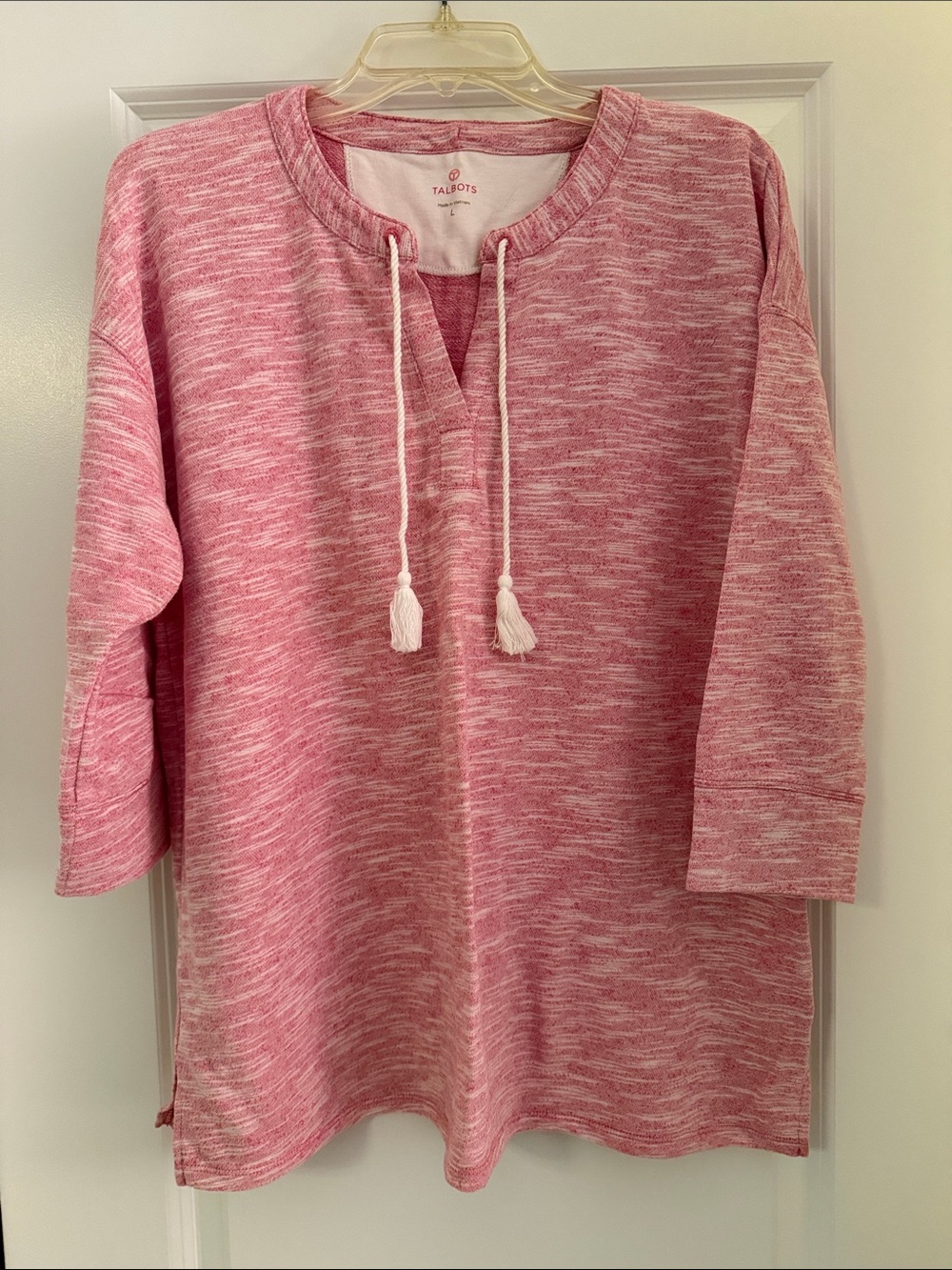 Talbots Pink Marled Drawstring Pullover Tunic